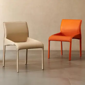 Итальянский дизайнерский обеденный стул Nordic Light, Роскошное кожаное кресло-седло, Домашний Итальянский простой стул для переговоров с высококачественной спинкой