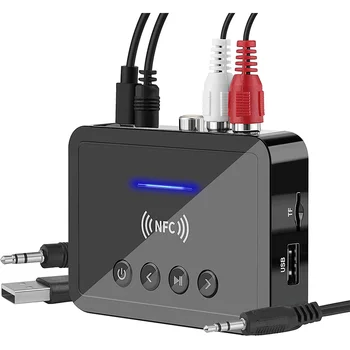 ПриемникПередатчик Bluetooth 5.0 FM Стерео AUX Разъем 3,5 Мм RCA Беспроводной NFC аудиоадаптер Bluetooth для телевизора наушников ПК