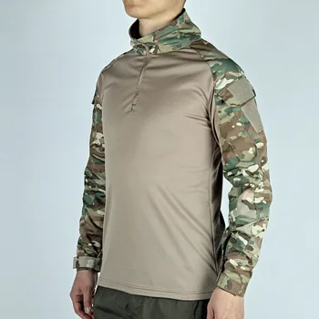 Боевая рубашка Многокамерная Военная форма Мужская Армейская Военная одежда Нашивка Тактическая рубашка С длинным рукавом Тактическое снаряжение Пейнтбольный топ