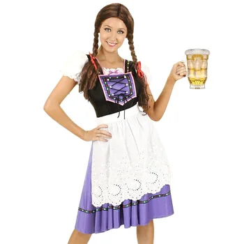 Женский костюм для немецкого фестиваля пива 2023, фиолетовое платье для косплея горничной, Баварский карнавальный костюм для вечеринки на Октоберфест, костюм на Хэллоуин