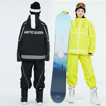 Новые лыжные костюмы, уличные термозащитные комплекты для сноуборда, зимние утолщенные ветрозащитные мужские и женские Лыжные куртки, брюки, костюмы
