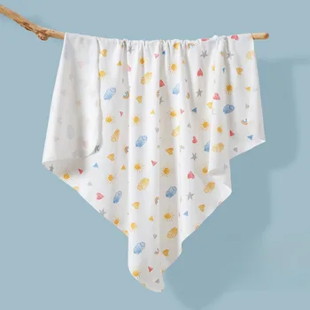Тонкий шарф-одеяло из чистого хлопка для новорожденных, мягкая и дышащая ткань для обертывания младенцев, Пеленание ребенка летом
