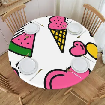 Розовая летняя круглая скатерть из мягкого волокна, праздничный декор для круглого стола