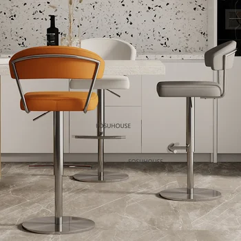 Современные барные стулья из искусственной кожи для кухонной мебели, Барные стулья со спинкой, Легкая Роскошная барная стойка, Высокая скамья, Барный стул