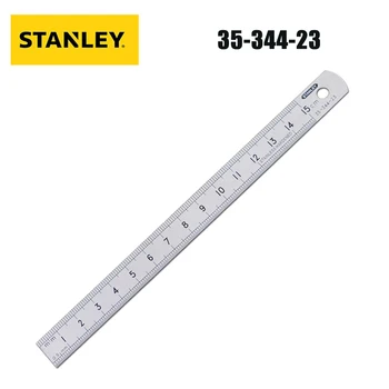 Stanley 35-344-23 Утолщенная стальная пластина, линейка из нержавеющей стали, 15-сантиметровая двусторонняя метрическая дюймовая линейка.