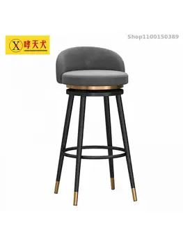 Барный стул с поворотной современной минималистичной спинкой для дома, барный стул для кассира на стойке регистрации, легкий роскошный косметический стул, высокий табурет