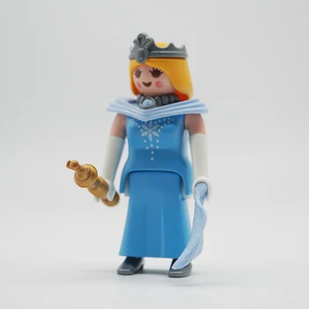 Playmobil Синего цвета Королева Принцесса Слуга Милые фигурки девочек Замок Модель своими руками Кукла Игрушка Подарочные игрушки для детей P28